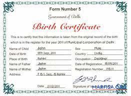 Realistic India Government of Dehli birth certificate download for verification